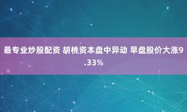 最专业炒股配资 胡桃资本盘中异动 早盘股价大涨9.33%