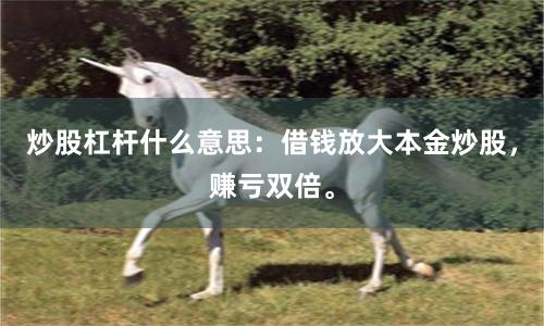 炒股杠杆什么意思：借钱放大本金炒股，赚亏双倍。